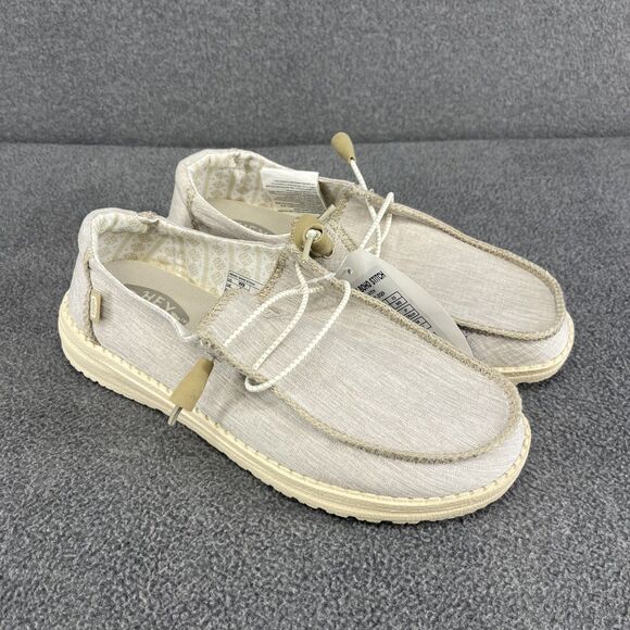 Hey Dude Wendy Boho Stitch Gray Shoes Women W 8 Slip On Loafer White Latte - Picture 2 of 16